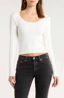 Lace Trim Stretch Cotton Top