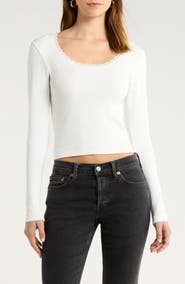 Re/Done Lace Trim Stretch Cotton Top