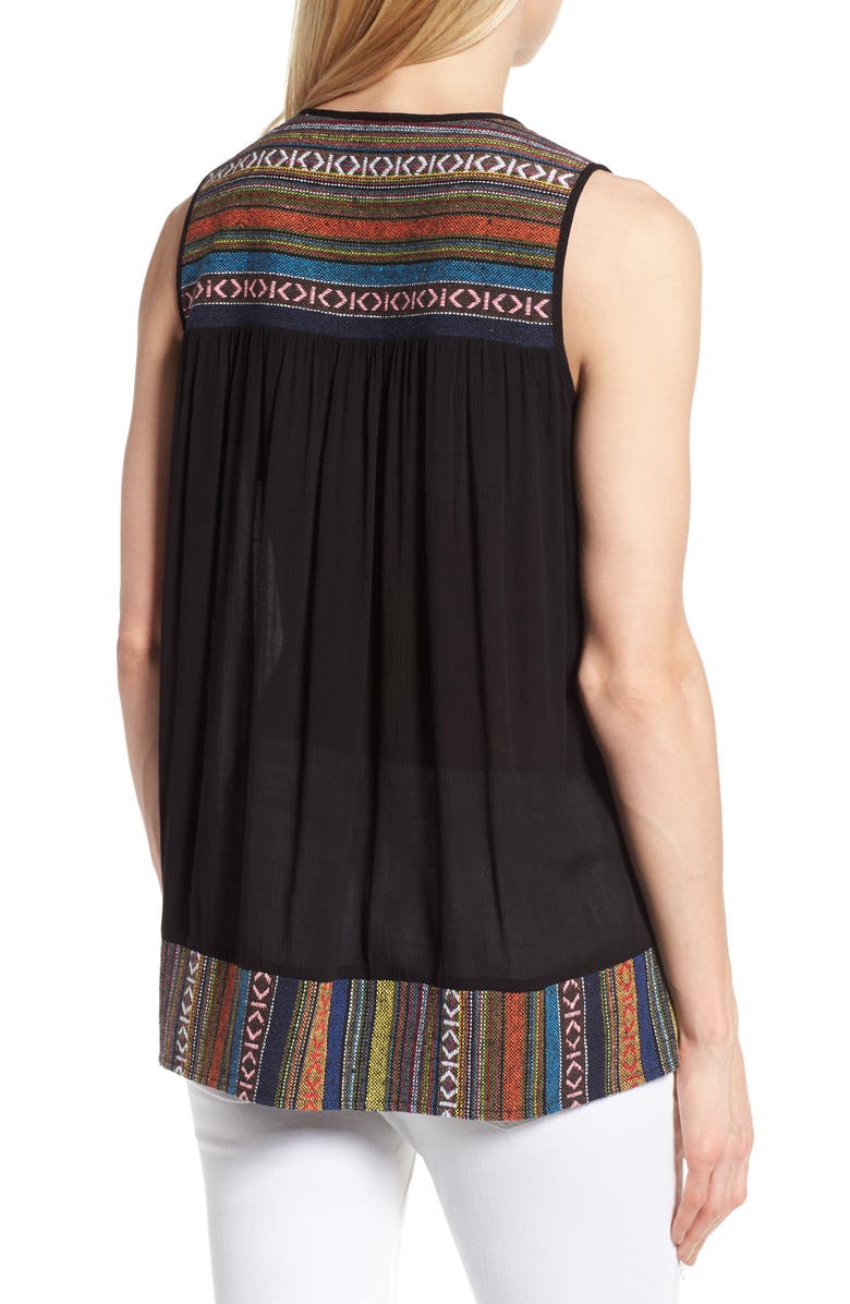 Pleione Embroidered Mixed Media Top, Alternate, color, 