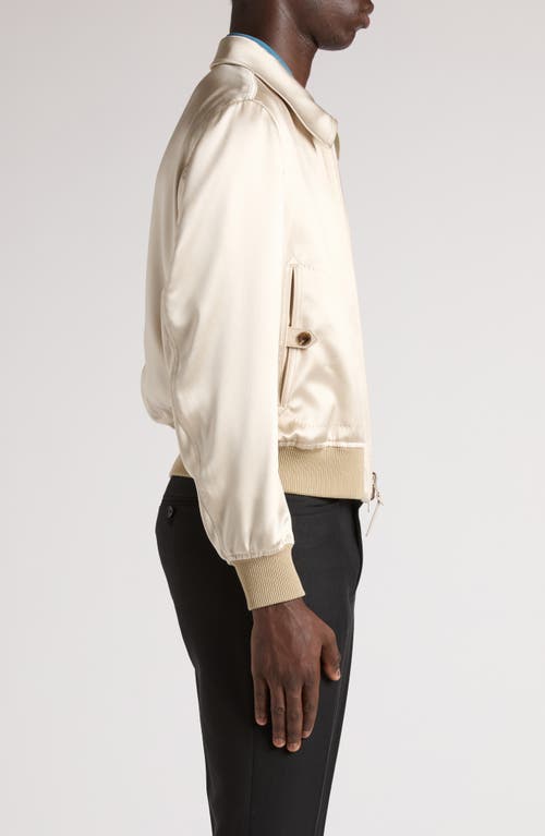 Tom Ford Silk Reversible Bomber Jacket In Champagne