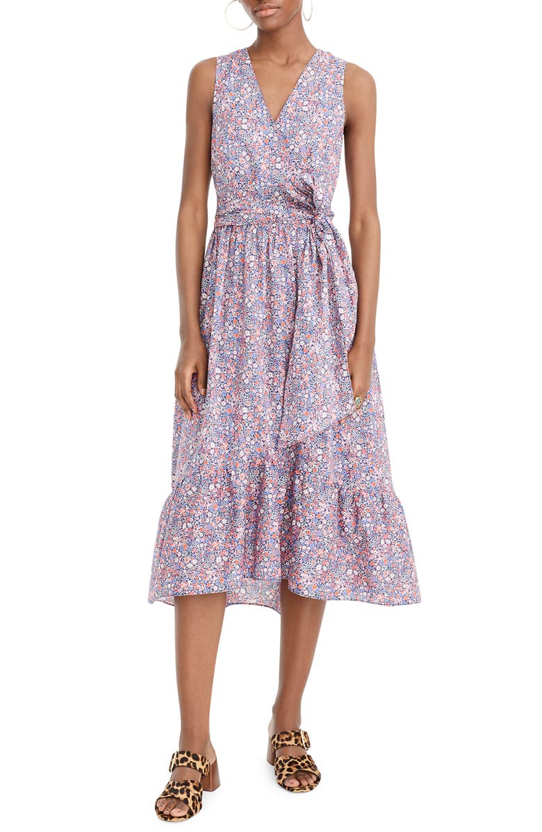 J.Crew Liberty<sup>®</sup> Kayoko Floral Sleeveless Faux Wrap Dress, Main, color, 