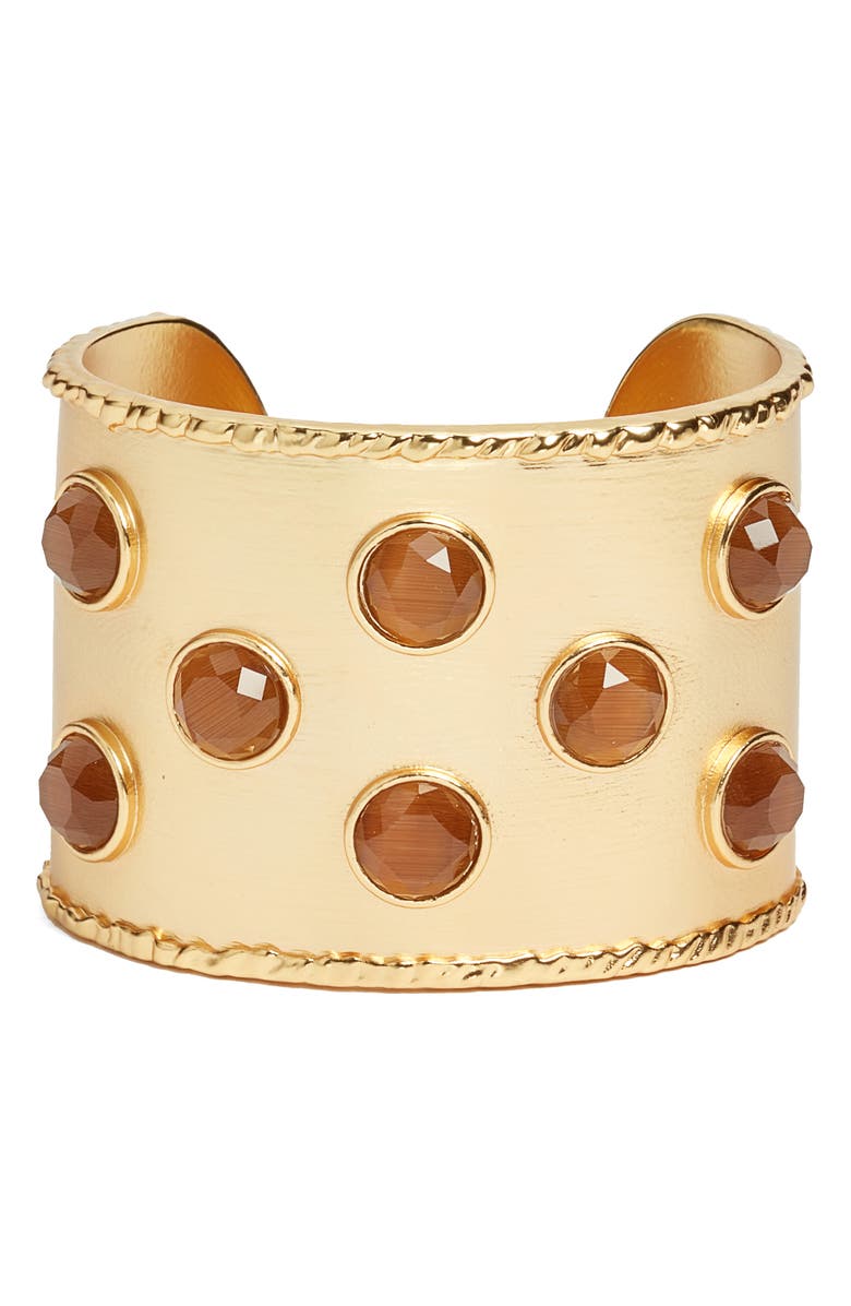 Karine Sultan Mocha Stones Cuff Bracelet, Main, color, 