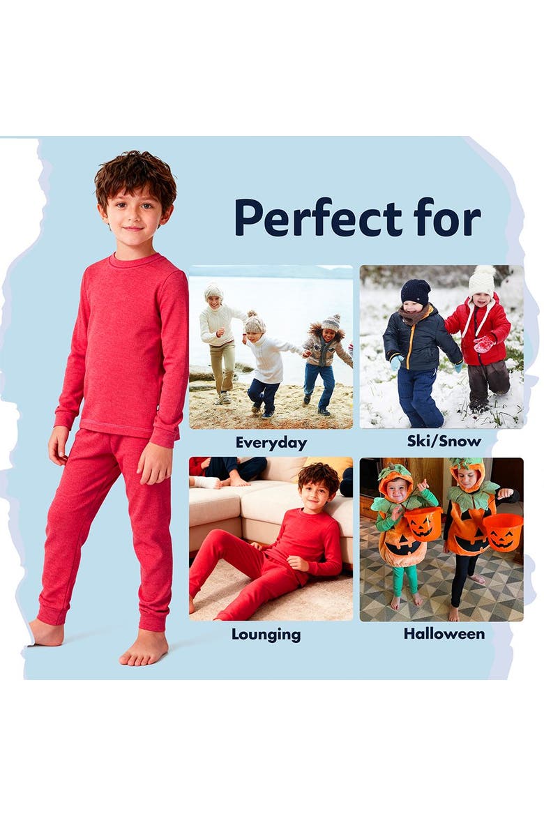 Baby Boys Soft & Cozy Thermal Long Johns 2-Piece Set, Alternate, color, Candy Apple