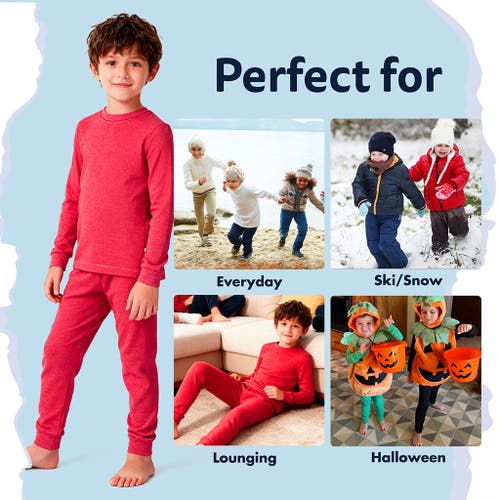 City Threads Boys Soft & Cozy Thermal Long Johns 2-piece Set In Red