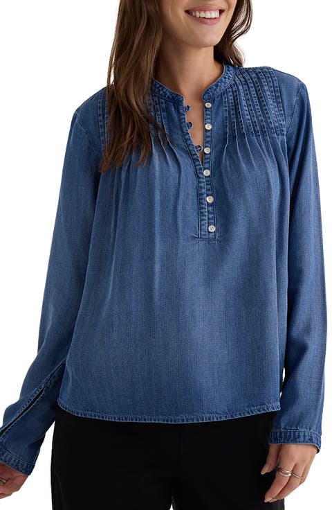 Pintuck Denim Top (Skyline Spray)