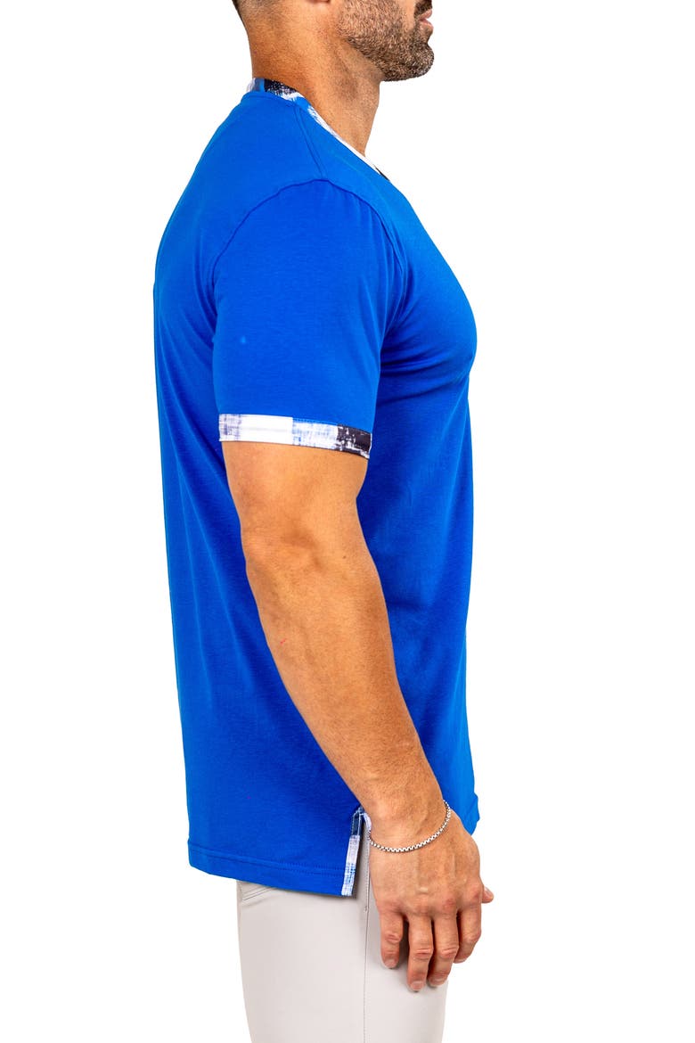 Edison Marthyr0009 Blue Cotton V-Neck T-Shirt, Alternate, color, BLUE