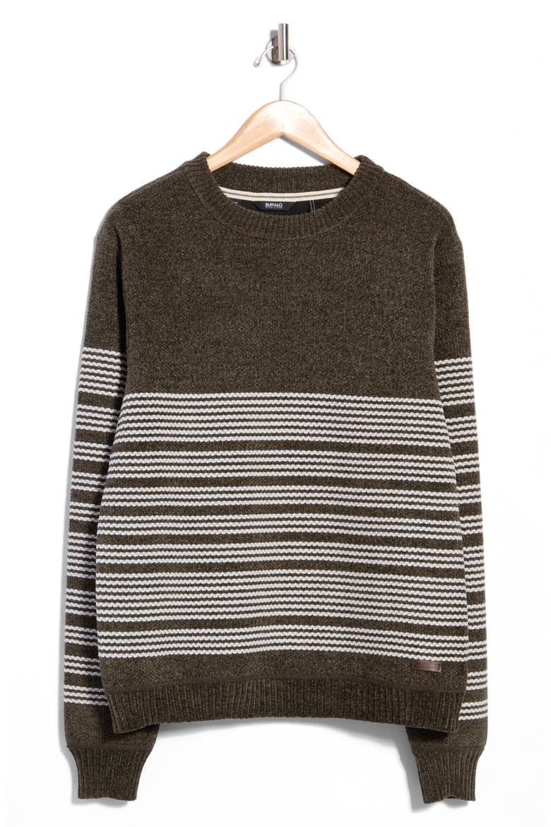 Wabel Striped Crewneck Sweater, Main, color, GREEN COMBO