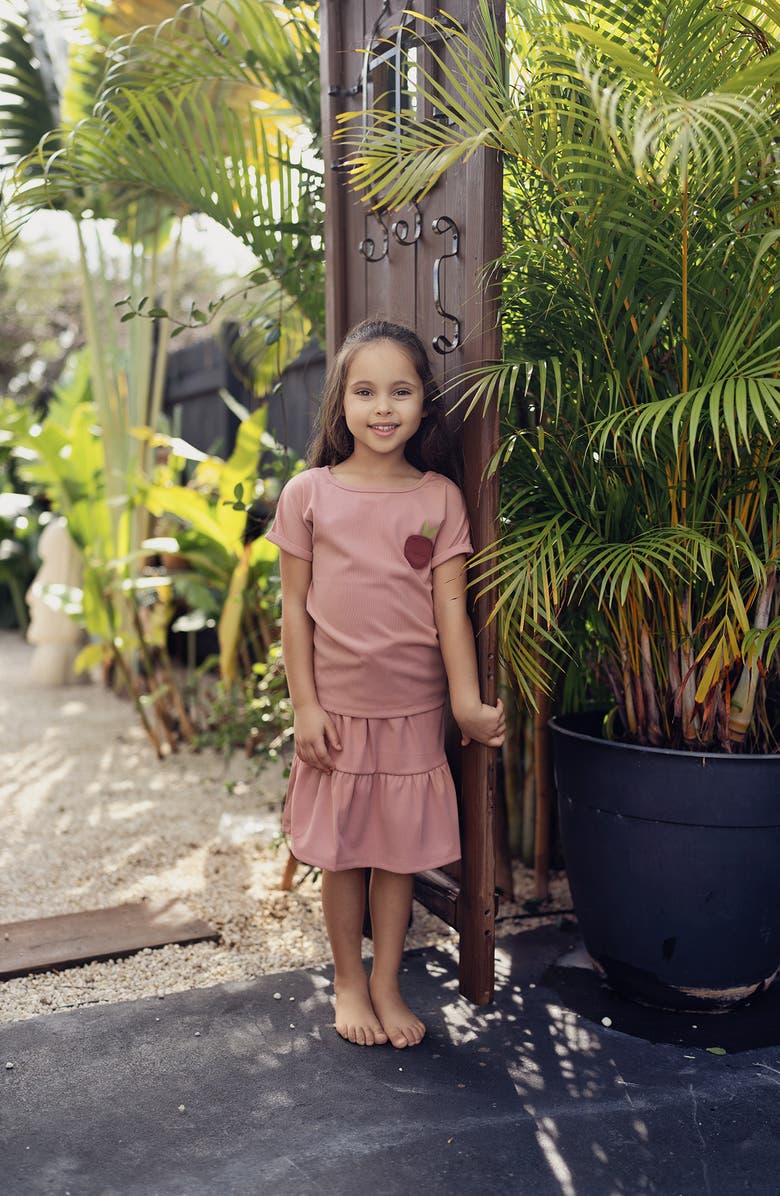 Manière Kids' Rib Appliqué T-Shirt, Alternate, color, Mauve