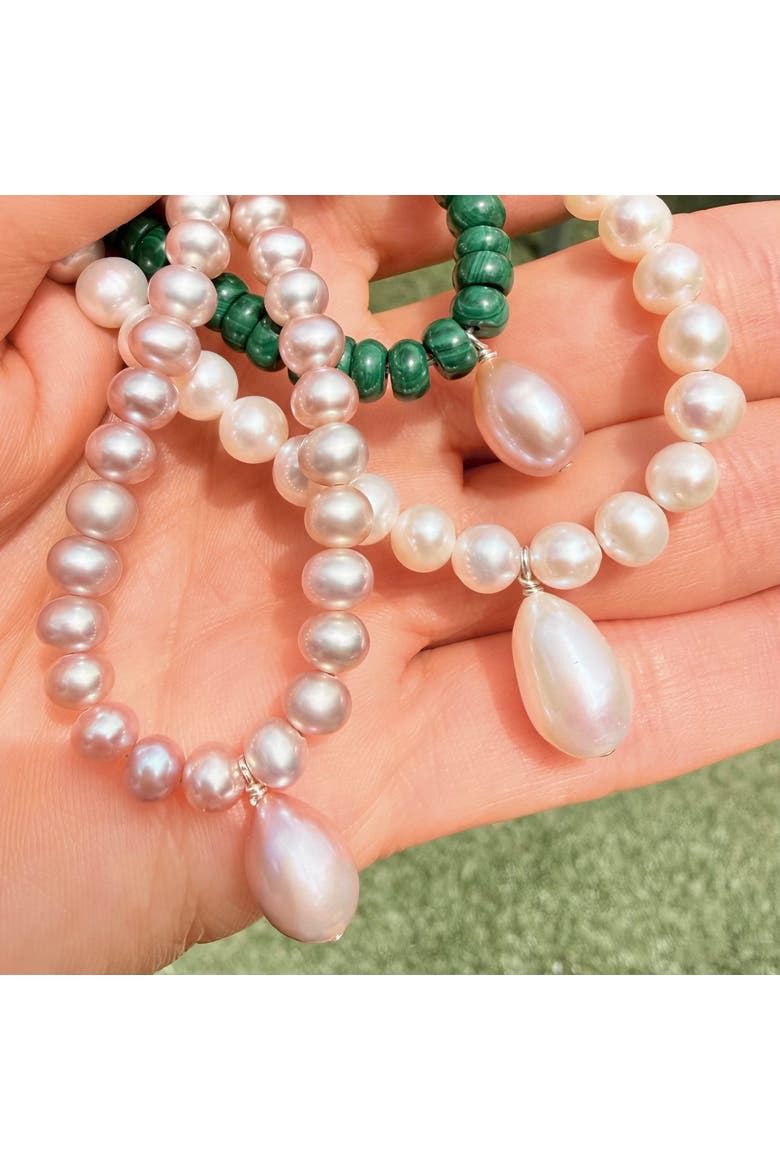 The Capri Malachite And Pink Pearl Necklace, Alternate, color, Green, Pink