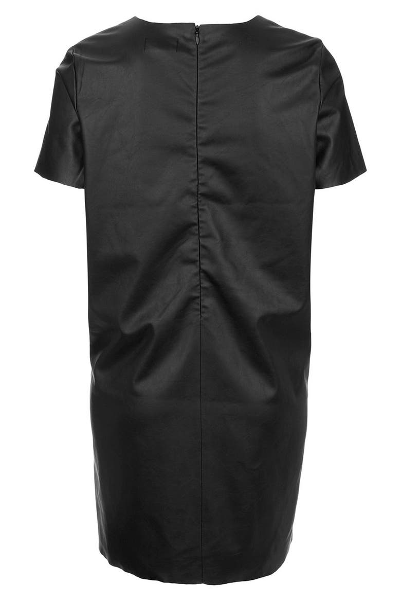 'Paloma' Faux Leather Dress, Alternate, color, BLACK