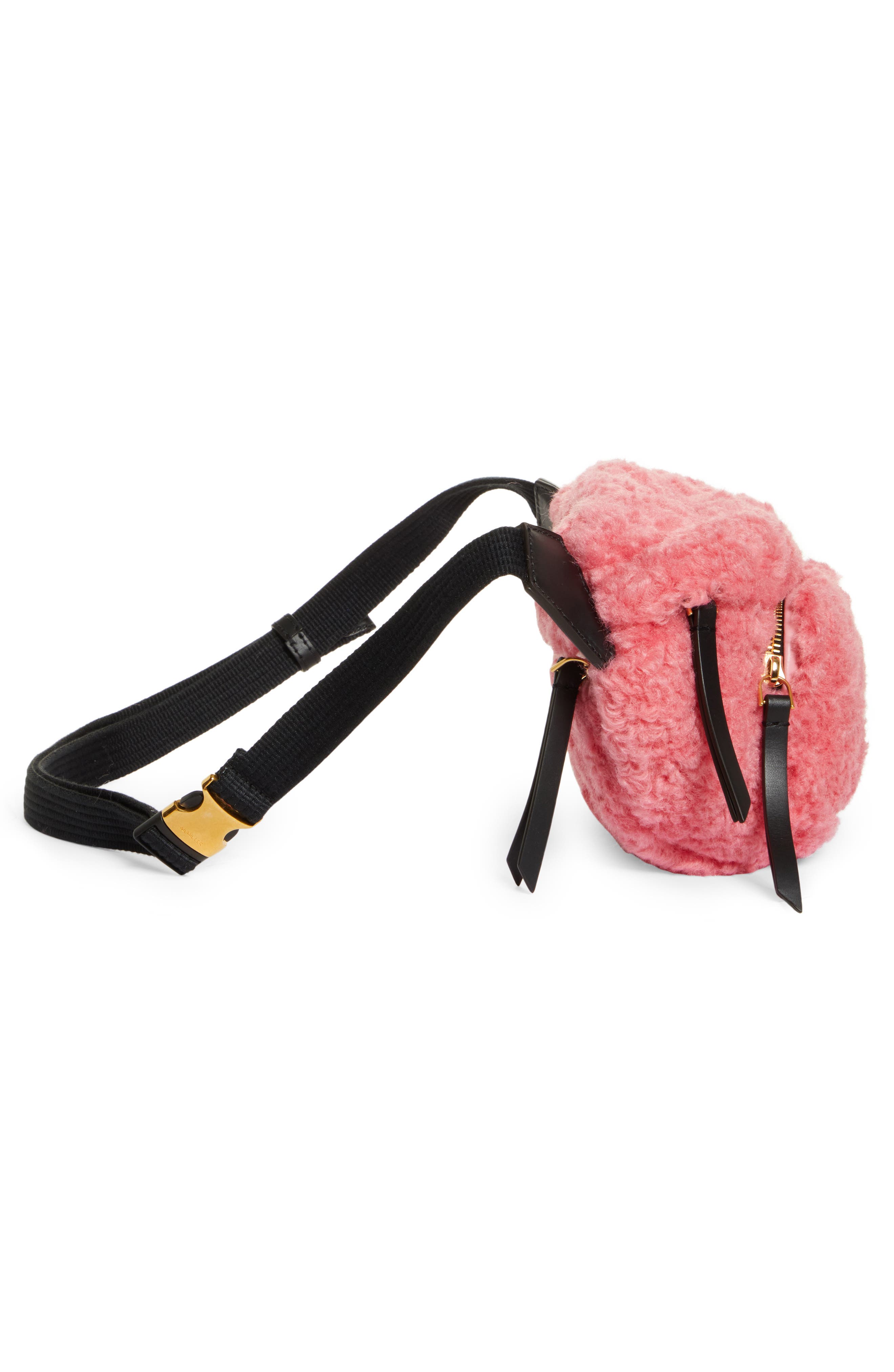 Moncler Felicie Faux Shearling Belt Bag, Alternate, color, 