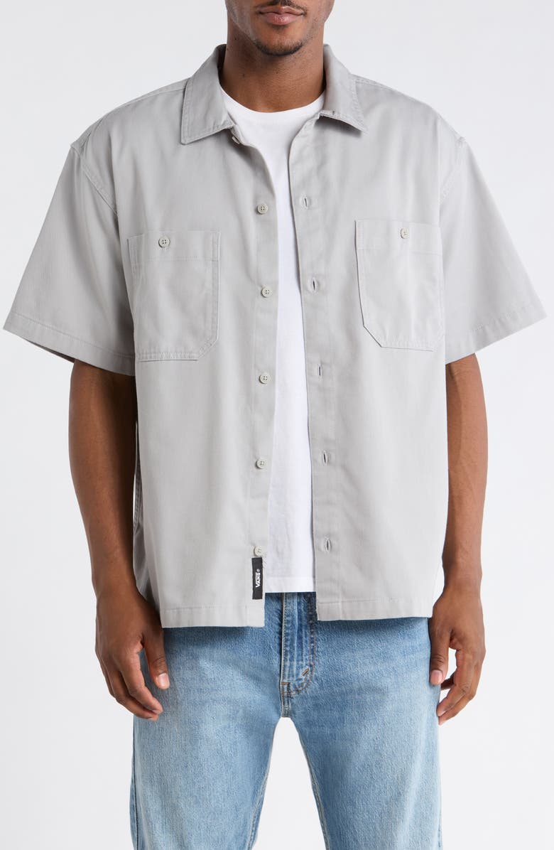 Vans Larkspur Short Sleeve Cotton Button-Up Work Shirt, Main, color, Drizzle