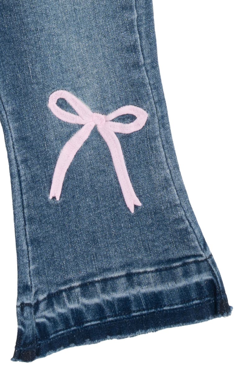 Rare Editions Short Sleeve Sweater & Flare Leg Jeans Set, Alternate, color, Pink