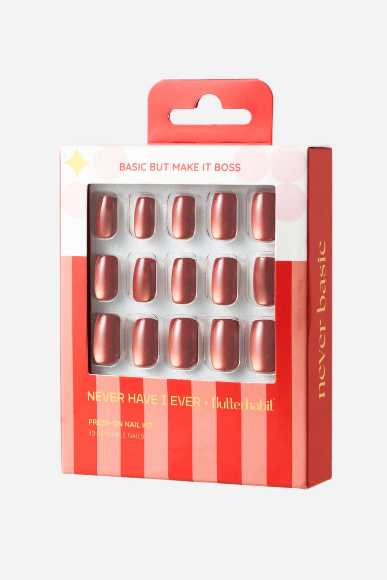 Basic But Make It Boss Square Press on Nails, Main, color, Red