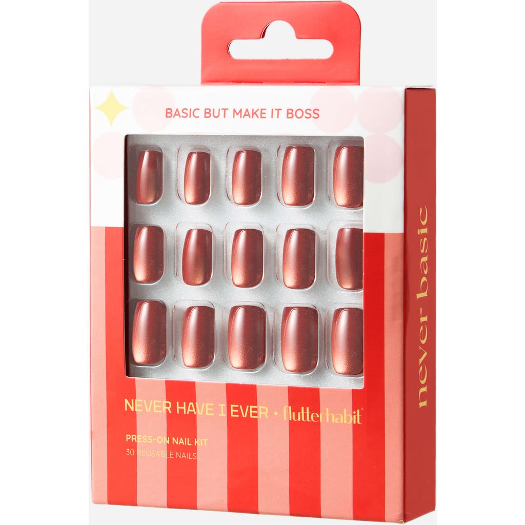 Never Have I Ever Basic But Make It Boss Square Press On Nails In Red