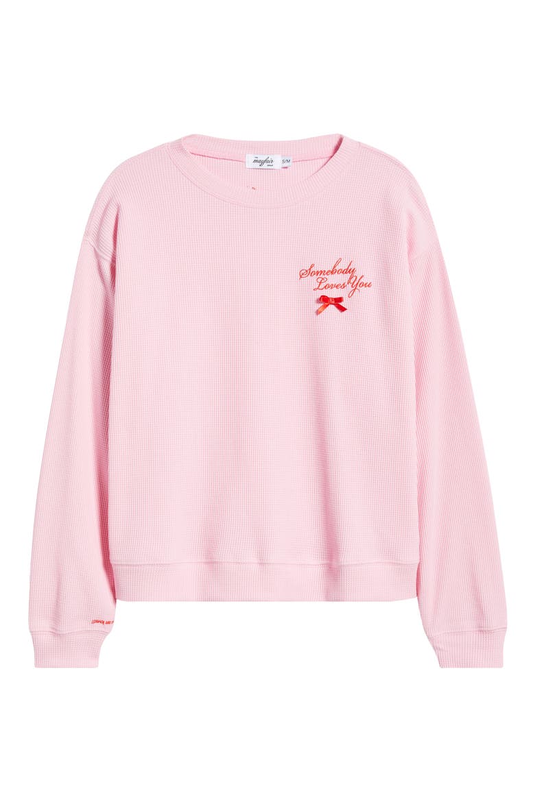 Somebody Loves You Waffle Knit Graphic Top, Alternate, color, PINK