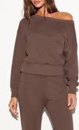 Spiritual Gangster La Vida Off the Shoulder Cotton French Terry Sweatshirt