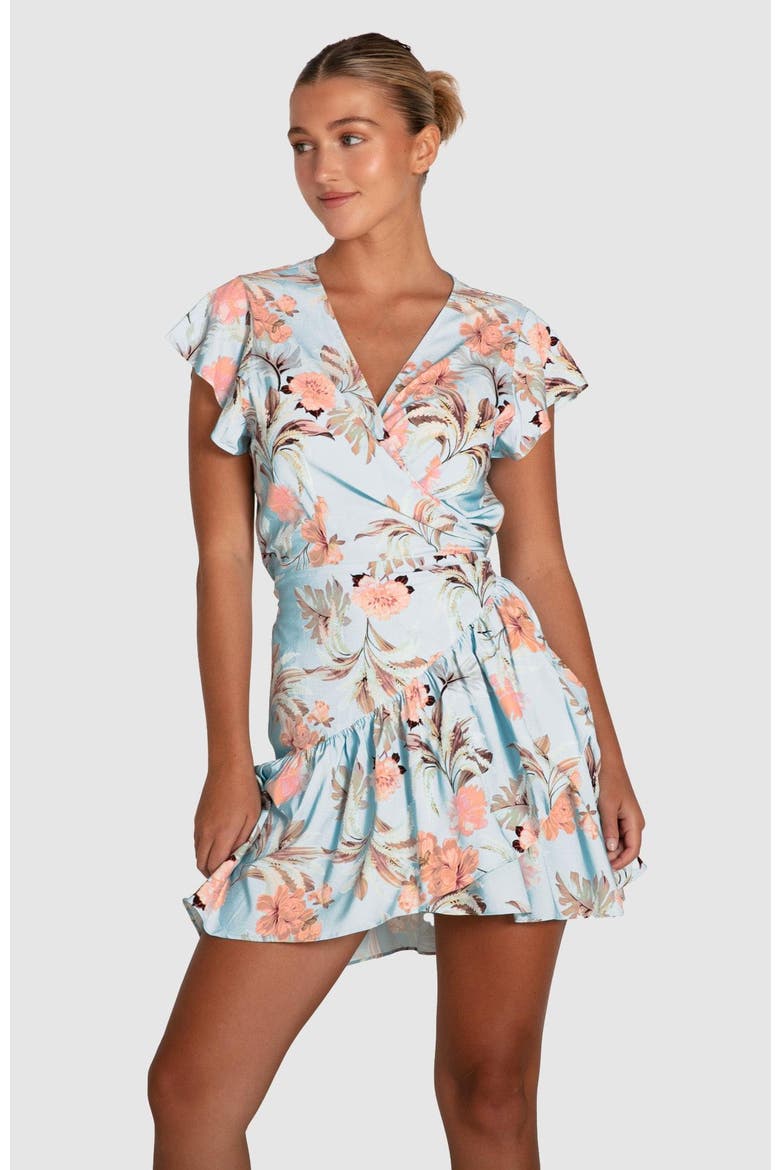 Love Shack Mini Wrap Dress, Main, color, Light Blue