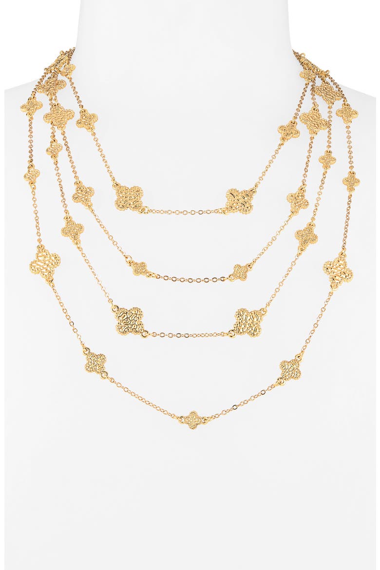 Molten Clover Necklace, Alternate, color, GOLD