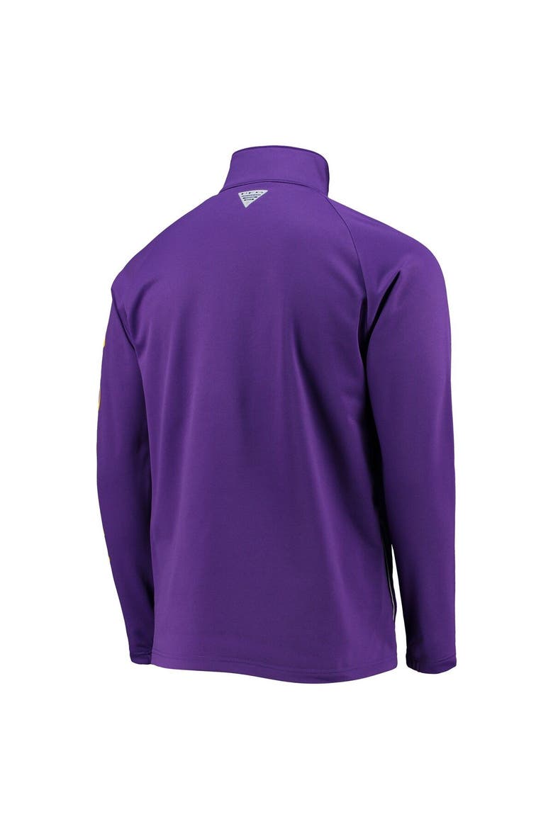 Men's Columbia Purple LSU Tigers Terminal Tackle Fleece Raglan Omni-Shade Quarter-Zip Jacket, Alternate, color, Purple