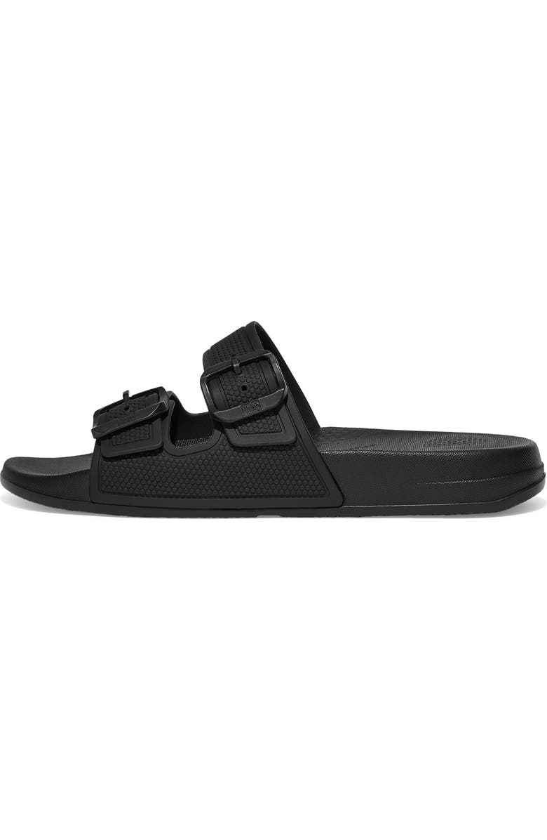 FitFlop Iqushion Two Bar Buckle Slide Sandal, Alternate, color, All Black