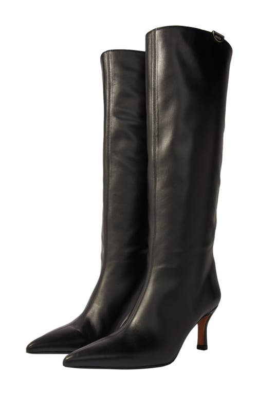 Maje Pointed-toe Leather Boots In Black