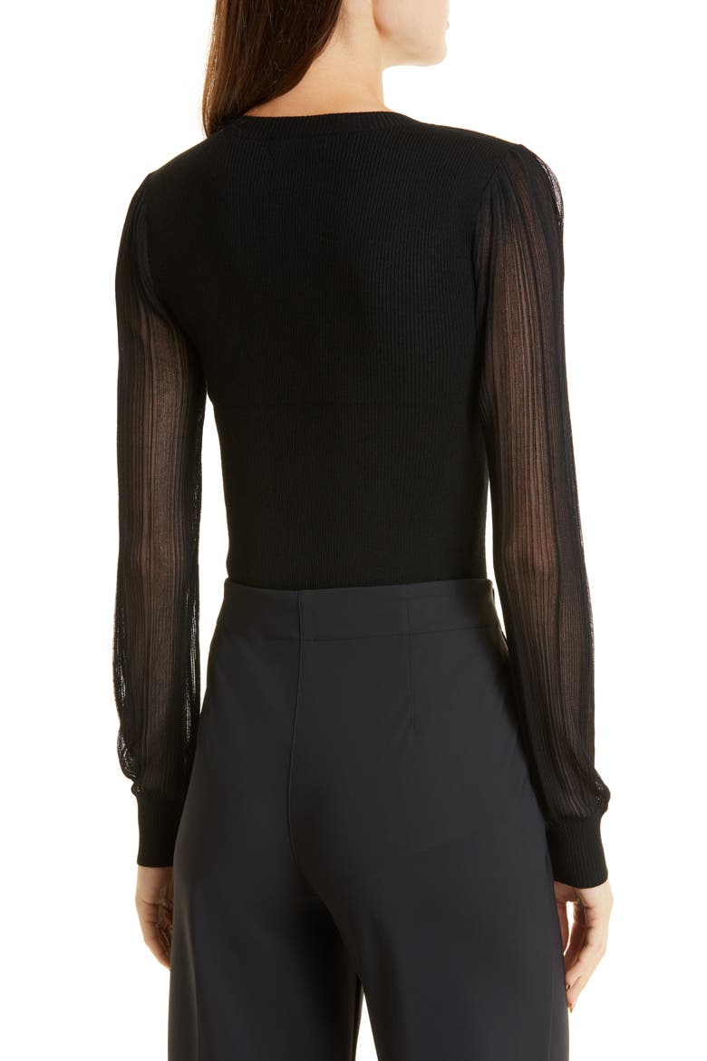 Mixed Yarn V- Neck Sweater, Alternate, color, BLACK