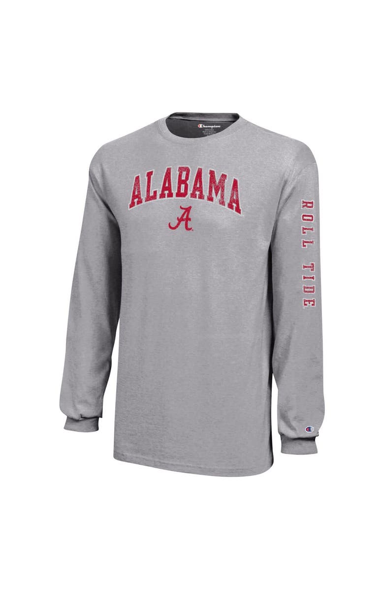 Champion Youth Champion Gray Alabama Crimson Tide Distressed Arch Over Logo Long Sleeve T-Shirt, Alternate, color, Gray
