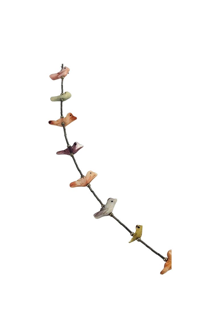 Vintage 1970s Mother of Pearl Fetish Bird Necklace, Alternate, color, Pink