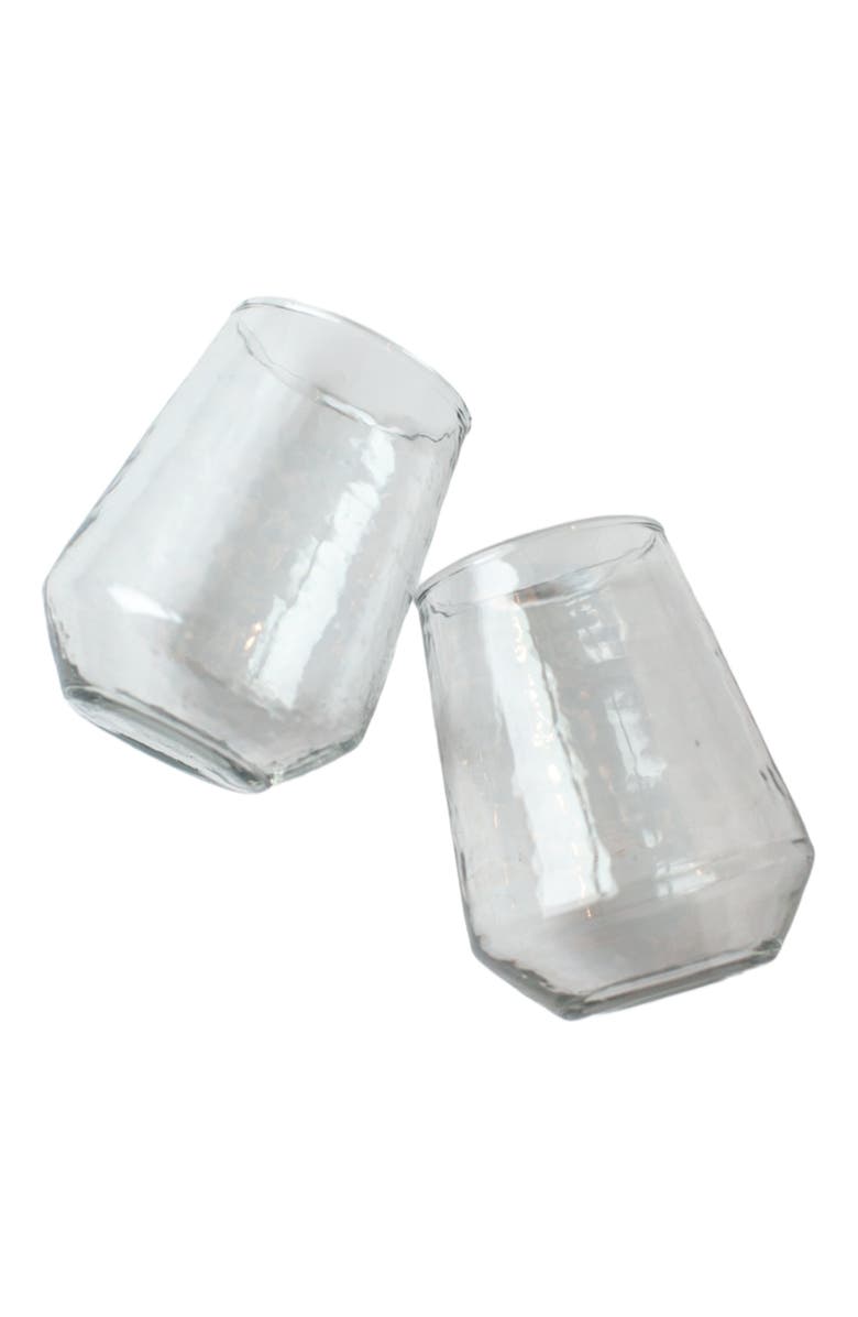 Creative Women Handblown Hammered Glass Water Tumbler - Set of 4, Alternate, color, Clear