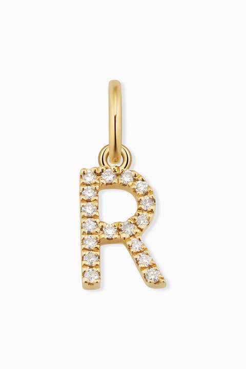 14K Gold My Letter Diamond Pendant Charm