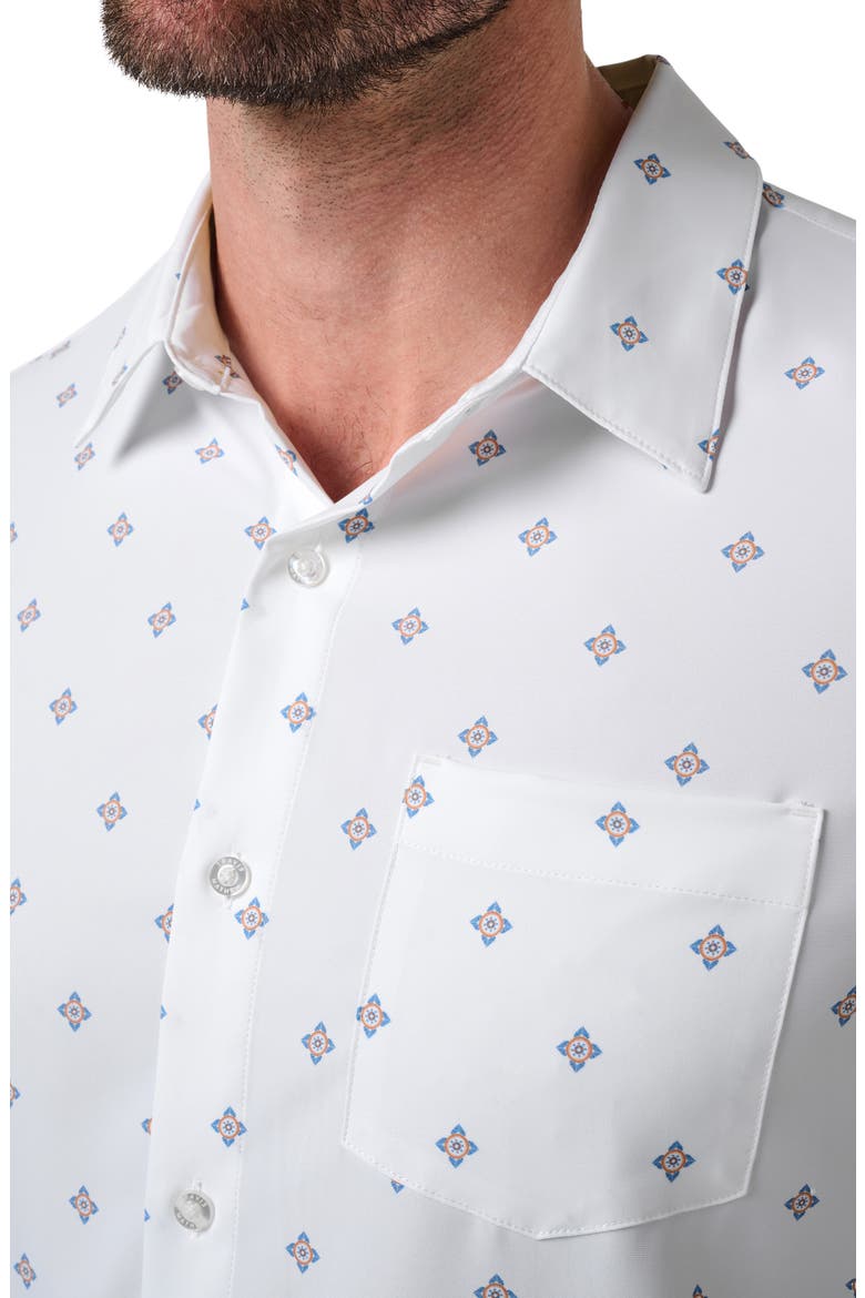 Techwoven Seaside Print Short Sleeve Performance Button-Up Shirt, Alternate, color, WHITE