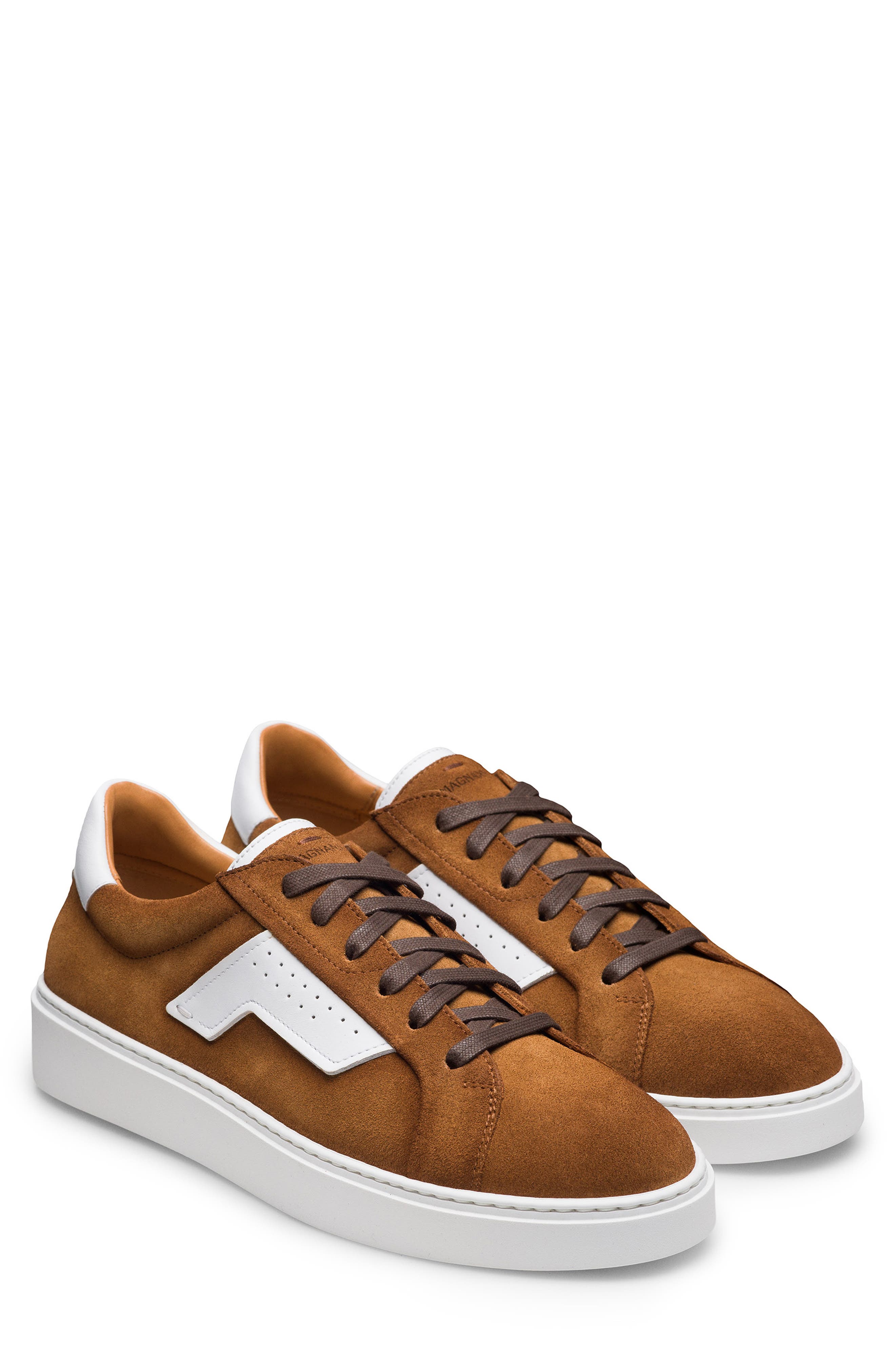 Magnanni Phoenix Low Top Sneaker, Main, color, Cognac Suede
