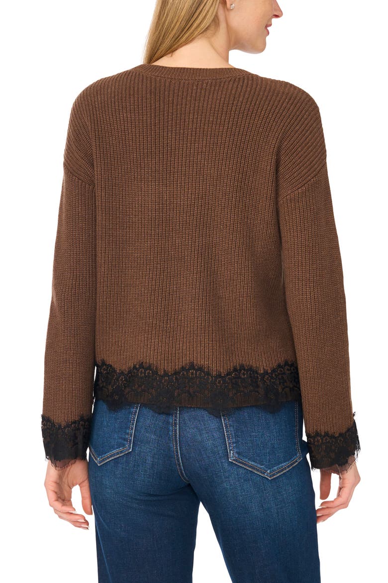 Lace Trim Sweater, Alternate, color, CHOCOLATE MALT