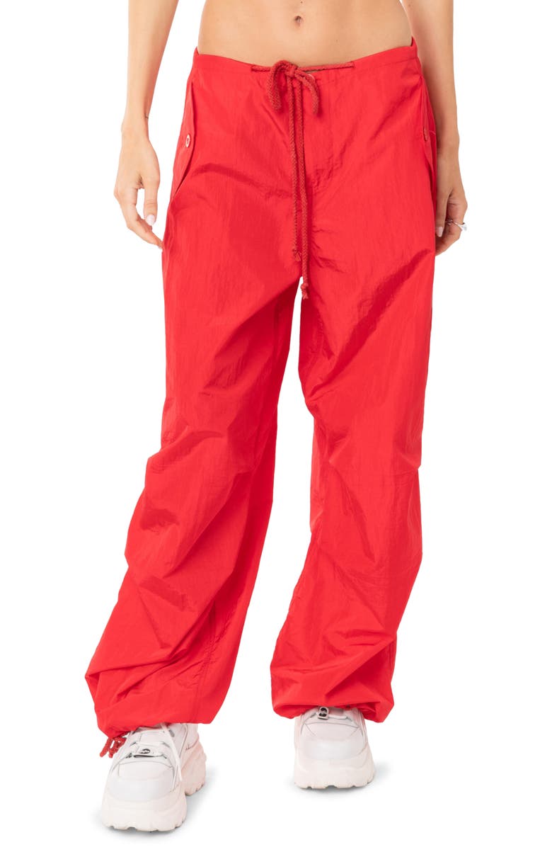 EDIKTED Rian Nylon Cargo Pants, Main, color, Red