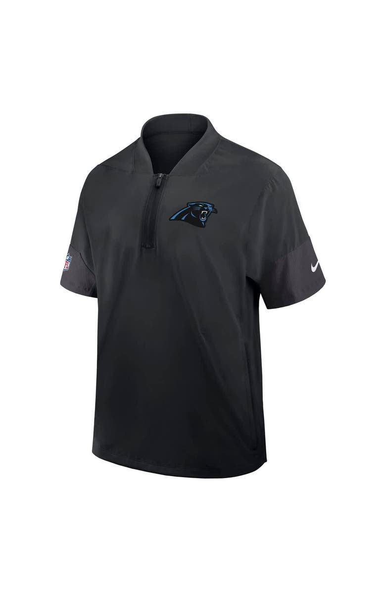 Nike Men's Nike Black Carolina Panthers Sideline Short Sleeve Quarter-Zip Coach Jacket, Alternate, color, Black
