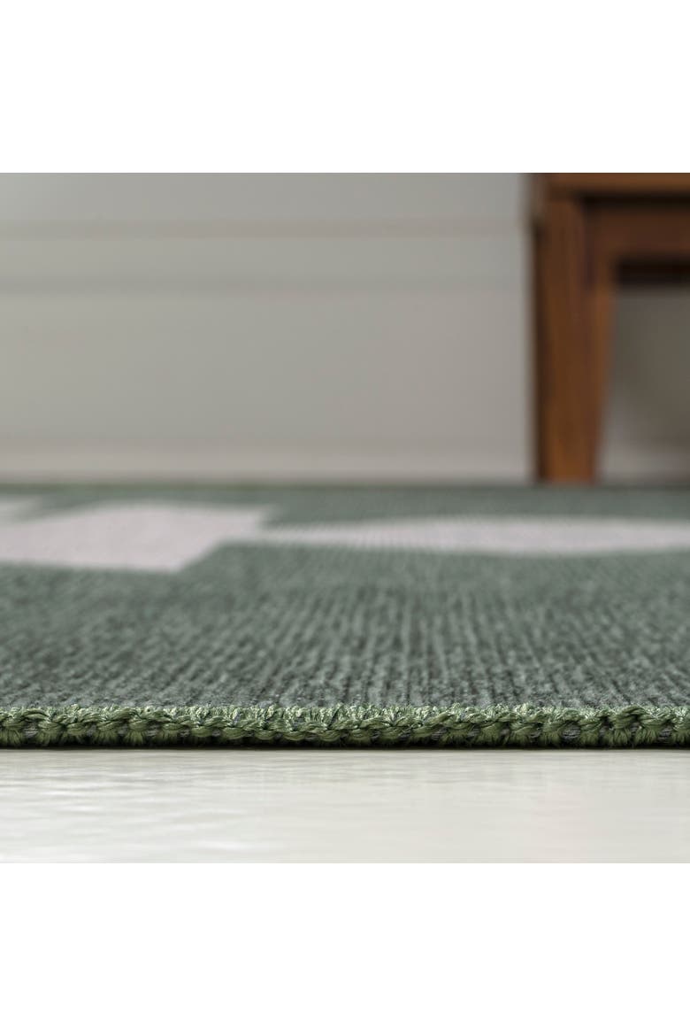 Chayton Minimalist Geometric Machine-Washable Area Rug, Alternate, color, Forest Green