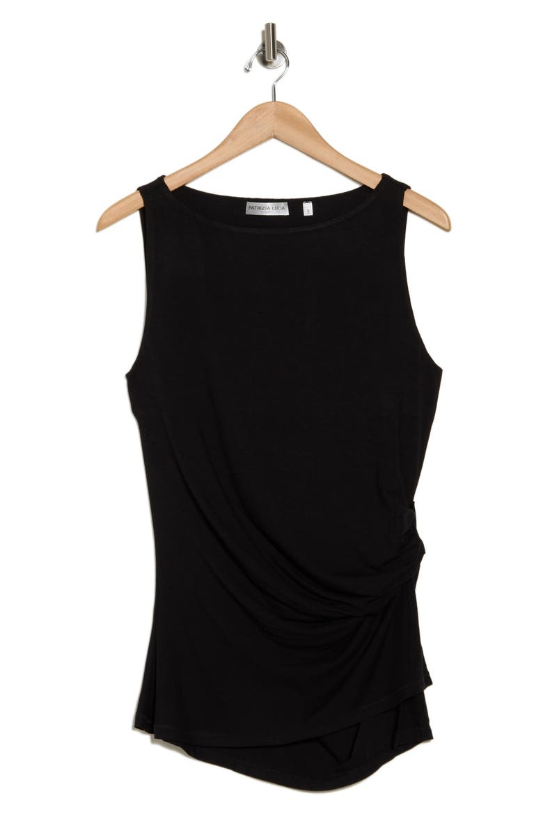 Side Ruched Sleeveless Top, Alternate, color, BLACK