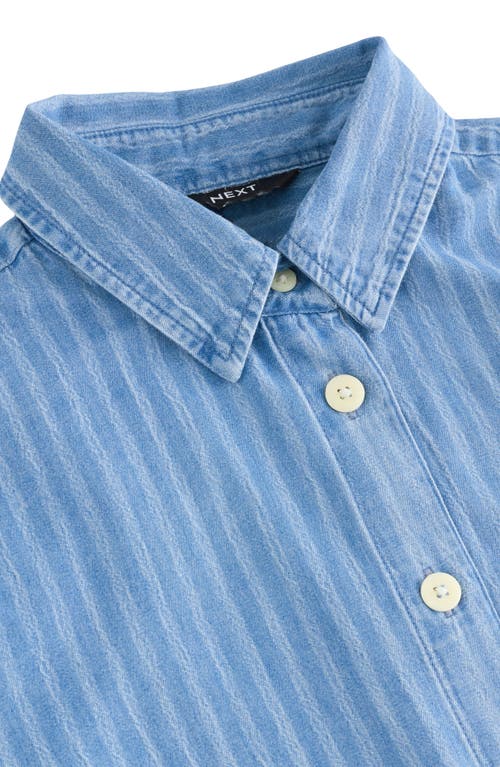 Next Striped Boxy Denim Button-up Shirt In Blue