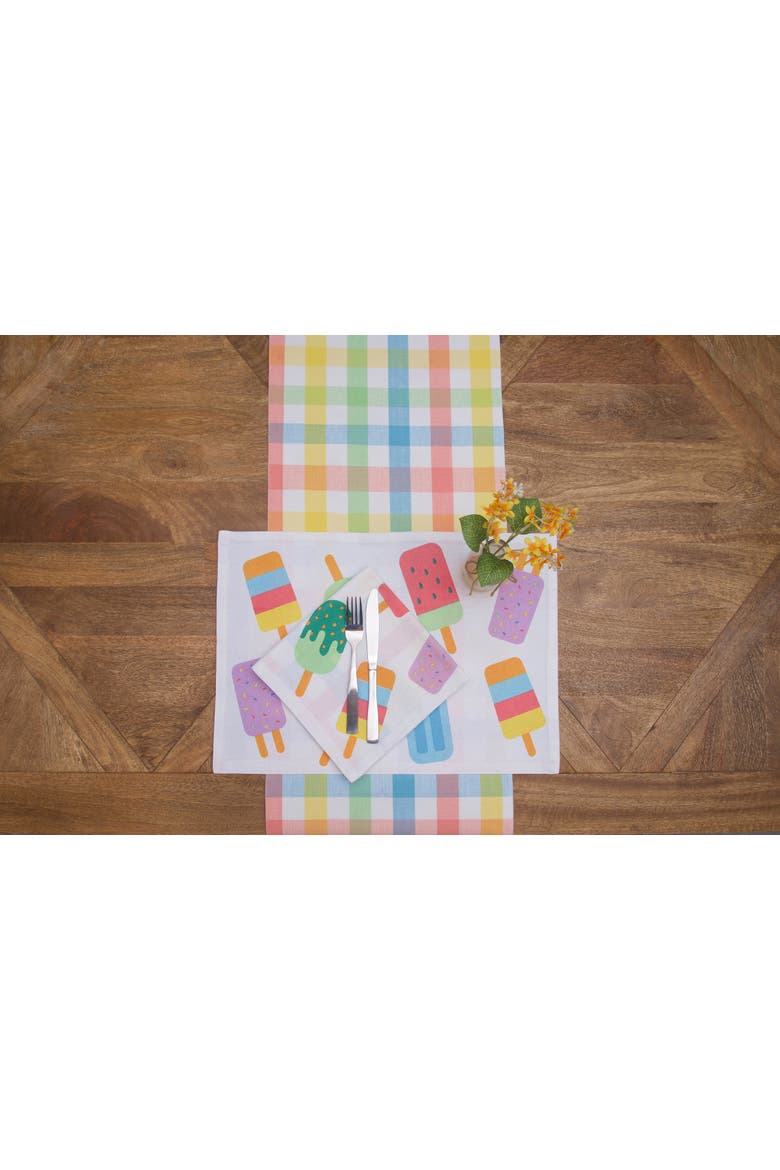 Popsicle Summer 100% Cotton Set of 6 Placemats 14" x 20", Alternate, color, Blue