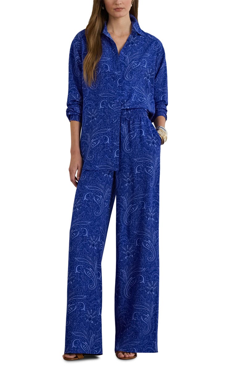 Lauren Ralph Lauren Paisley Print Button-Up Shirt, Alternate, color, Blue/ Multi