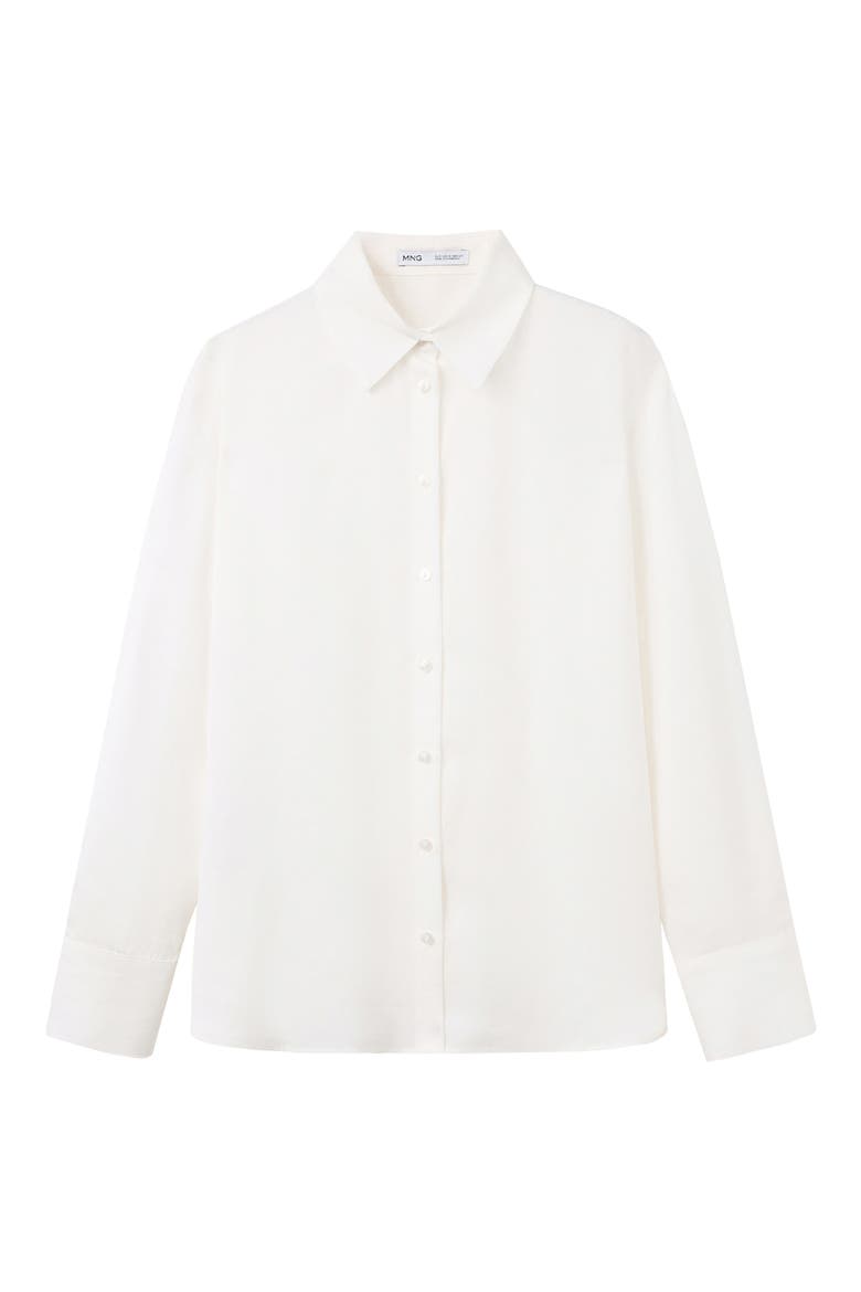 Lyocell Button-Up Shirt, Alternate, color, OFF WHITE