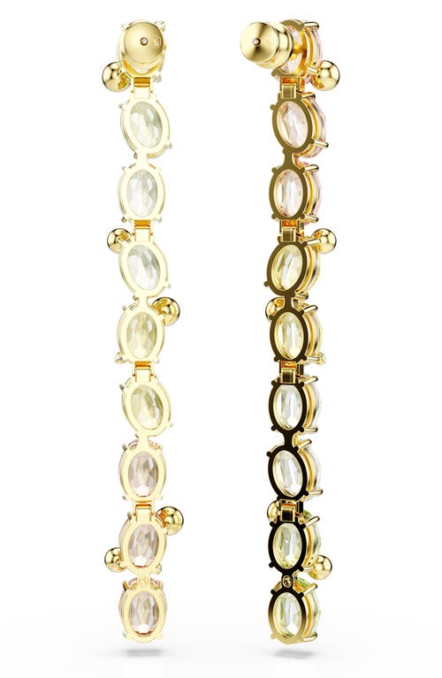 Swarovski Gema Gold-tone Plated, Asymmetrical Design, Mixed Cuts, Multicolored Drop Earrings In Multi