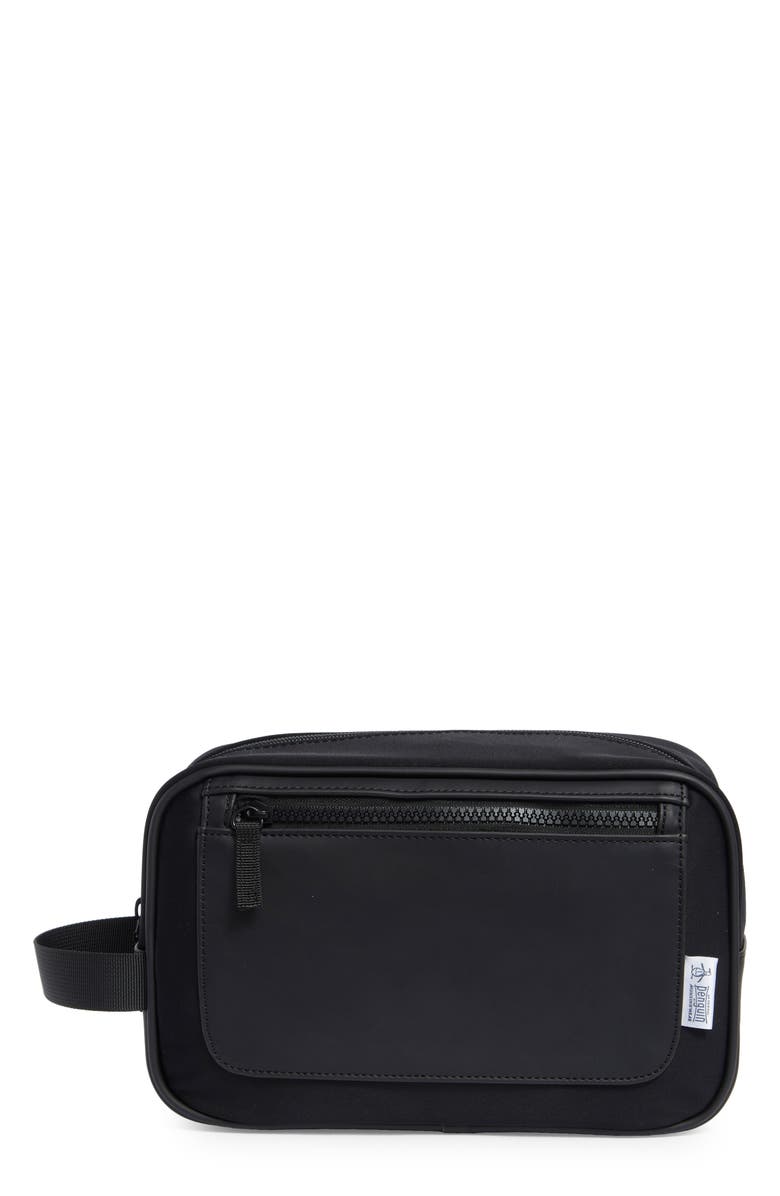 Original Penguin Satin Finish Zip Top Dopp Kit, Main, color, Black