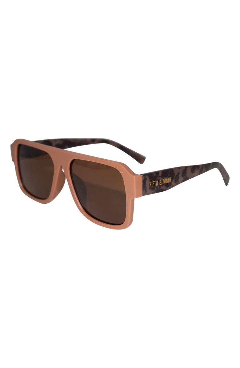 Fifth & Ninth Lennon 68mm Polarized Square Sunglasses, Alternate, color, Tan Torte/ Brown