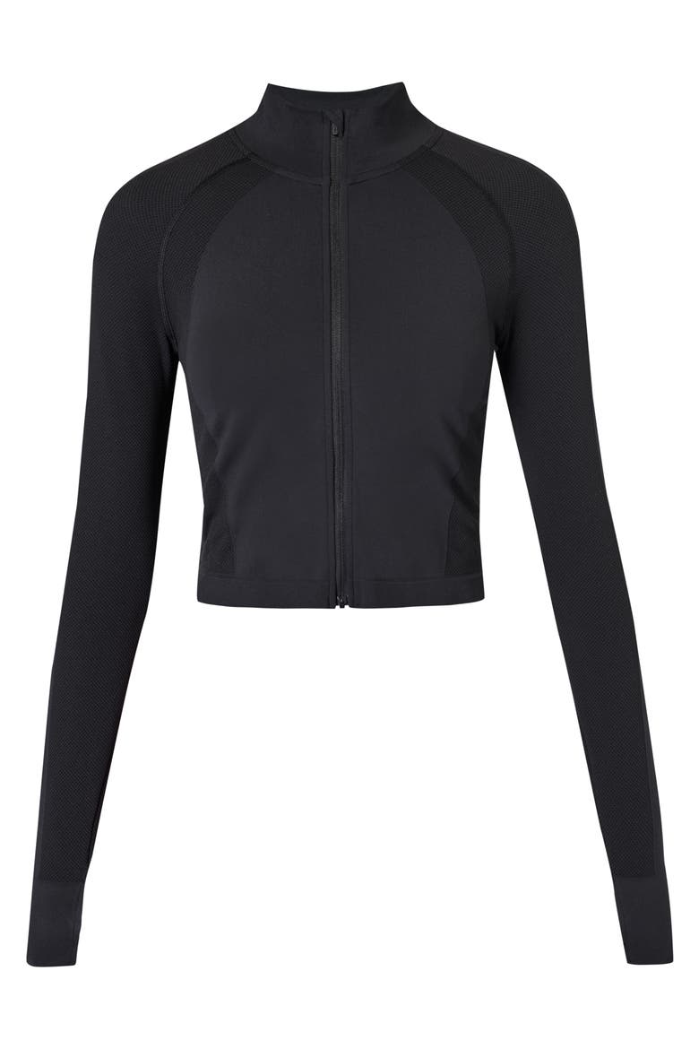 Athlete Seamless Front Zip Jacket, Alternate, color, BLACK