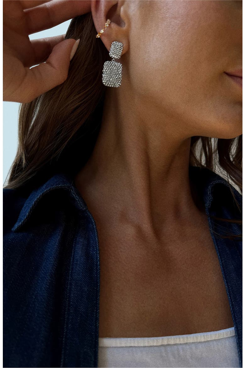Gloria Pavé Drop Earrings, Alternate, color, SILVER