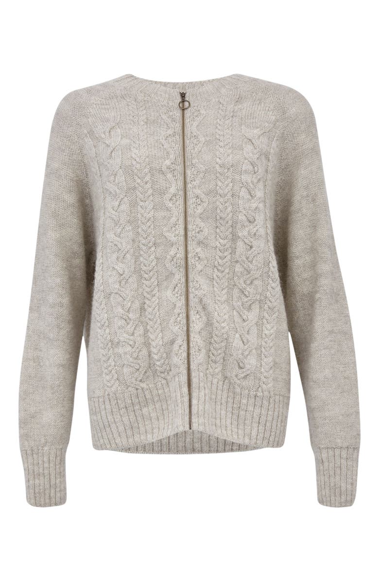 Celtic & Co. Wool Cable Zip Cardigan, Alternate, color, 