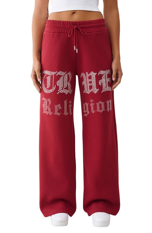 True Religion Crystal Wide Leg Drawstring Pants In Red