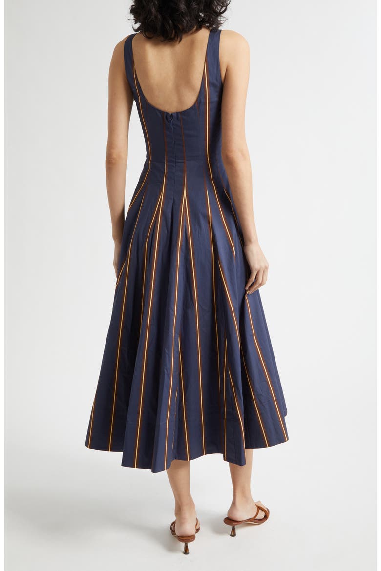 Wells Stripe Stretch Cotton Poplin Midi Dress, Alternate, color, TWILIGHT STRIPE